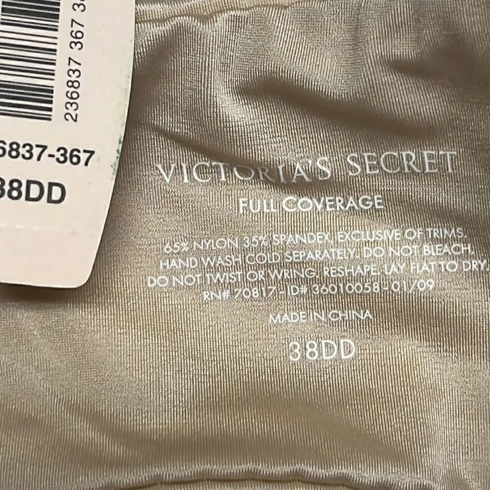 Victoria’s Secret Full Coverage Tan Adjustable Straps Padded Wire Bra- 38DD